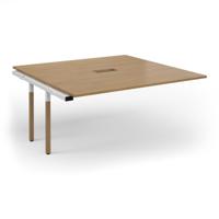 Connex Plus Goal-Post Wooden 1600 x 1600 x 725mm Back to Back Add On Bay with cut out - White Frame / Oak Top