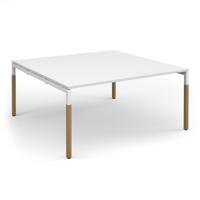 Connex Plus Goal-Post Wooden 1600 x 1600 x 725mm Back to Back Desk - White Frame / White Top