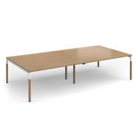 Connex Plus Goal-Post Wooden 3200 x 1600 x 725mm Back to Back Desk - White Frame / Oak Top