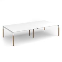 Connex Plus Goal-Post Wooden 3200 x 1600 x 725mm Back to Back Desk - White Frame / White Top