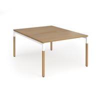 Connex Goal-Post Wooden 1200 x 1600 x 725mm Back to Back Desk (2 x 1200mm) - White Frame / Oak Top