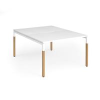 Connex Goal-Post Wooden 1200 x 1600 x 725mm Back to Back Desk (2 x 1200mm) - White Frame / White Top