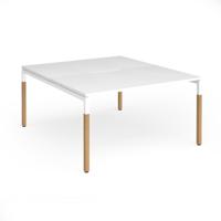 Connex Goal-Post Wooden 1400 x 1600 x 725mm Back to Back Desk (2 x 1400mm) - White Frame / White Top