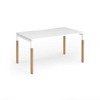 Connex Goal-Post Wooden 1400 x 800 x 725mm Single Desk - White Frame / White Top