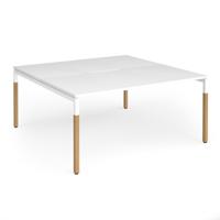 Connex Goal-Post Wooden 1600 x 1600 x 725mm Back to Back Desk (2 x 1600mm) - White Frame / White Top