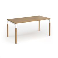 Connex Goal-Post Wooden 1600 x 800 x 725mm Single Desk - White Frame / Oak Top