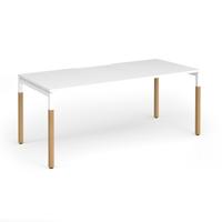 Connex Goal-Post Wooden 1800 x 800 x 725mm Single Desk - White Frame / White Top