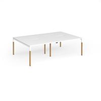 Connex Goal-Post Wooden 2400 x 1600 x 725mm Back to Back Desk (4 x 1200mm) - White Frame / White Top