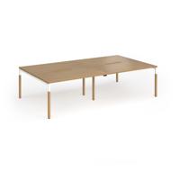 Connex Goal-Post Wooden 2800 x 1600 x 725mm Back to Back Desk (4 x 1400mm) - White Frame / Oak Top