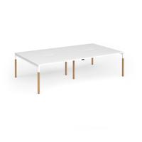Connex Goal-Post Wooden 2800 x 1600 x 725mm Back to Back Desk (4 x 1400mm) - White Frame / White Top