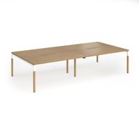 Connex Goal-Post Wooden 3200 x 1600 x 725mm Back to Back Desk (4 x 1600mm) - White Frame / Oak Top