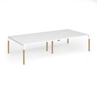Connex Goal-Post Wooden 3200 x 1600 x 725mm Back to Back Desk (4 x 1600mm) - White Frame / White Top