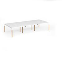 Connex Goal-Post Wooden 3600 x 1600 x 725mm Back to Back Desk (6 x 1200mm) - White Frame / White Top