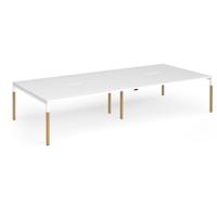 Connex Goal-Post Wooden 3600 x 1600 x 725mm Back to Back Desk (4 x 1800mm) - White Frame / White Top