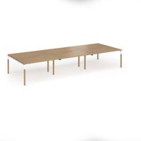 Connex Goal-Post Wooden 4200 x 1600 x 725mm Back to Back Desk (6 x 1400mm) - White Frame / Oak Top