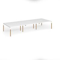 Connex Goal-Post Wooden 4200 x 1600 x 725mm Back to Back Desk (6 x 1400mm) - White Frame / White Top