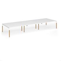 Connex Goal-Post Wooden 4800 x 1600 x 725mm Back to Back Desk (6 x 1600mm) - White Frame / White Top