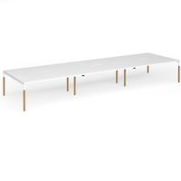 Connex Goal-Post Wooden 5400 x 1600 x 725mm Back to Back Desk (6 x 1800mm) - White Frame / White Top