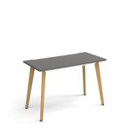 Giza straight desk 1200mm x 600mm with wooden legs - oak finish, grey top