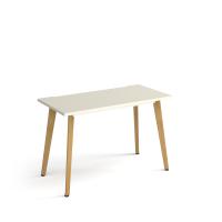 Giza straight desk 1200mm x 600mm with wooden legs - oak finish, white top