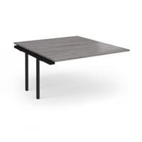 Connex Plus O Frame 1400 x 1600 x 725mm Back to Back Add On Bay - Black Frame / Grey Oak Top