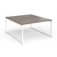 Connex Plus O Frame 1400 x 1600 x 725mm Back to Back Desk (2 x 1400mm) - White Frame / Nebraska Oak Top