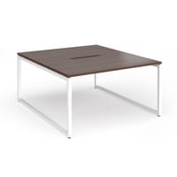Connex Plus O Frame 1400 x 1600 x 725mm Back to Back Desk (2 x 1400mm) - White Frame / Walnut Top