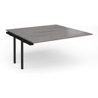 Connex Plus O Frame 1600 x 1600 x 725mm Back to Back Add On Bay - Black Frame / Grey Oak Top