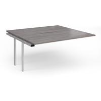 Connex Plus O Frame 1600 x 1600 x 725mm Back to Back Add On Bay - Silver Frame / Grey Oak Top