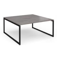 Connex Plus O Frame 1600 x 1600 x 725mm Back to Back Desk (2 x 1600mm) - Black Frame / Grey Oak Top
