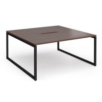 Connex Plus O Frame 1600 x 1600 x 725mm Back to Back Desk (2 x 1600mm) - Black Frame / Walnut Top