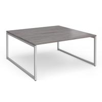 Connex Plus O Frame 1600 x 1600 x 725mm Back to Back Desk (2 x 1600mm) - Silver Frame / Grey Oak Top