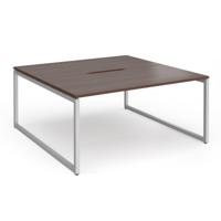 Connex Plus O Frame 1600 x 1600 x 725mm Back to Back Desk (2 x 1600mm) - Silver Frame / Walnut Top