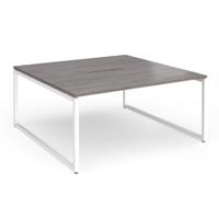 Connex Plus O Frame 1600 x 1600 x 725mm Back to Back Desk (2 x 1600mm) - White Frame / Grey Oak Top
