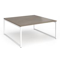Connex Plus O Frame 1600 x 1600 x 725mm Back to Back Desk (2 x 1600mm) - White Frame / Nebraska Oak Top