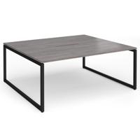 Connex Plus O Frame 1800 x 1600 x 725mm Back to Back Desk (2 x 1800mm) - Black Frame / Grey Oak Top