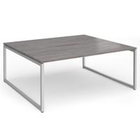 Connex Plus O Frame 1800 x 1600 x 725mm Back to Back Desk (2 x 1800mm) - Silver Frame / Grey Oak Top