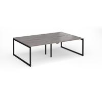 Connex Plus O Frame 2400 x 1600 x 725mm Back to Back Desk (4 x 1200mm) - Black Frame / Grey Oak Top