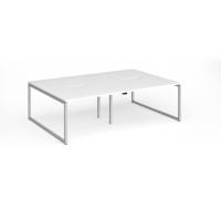 Connex Plus O Frame 2400 x 1600 x 725mm Back to Back Desk (4 x 1200mm) - Silver Frame / White Top