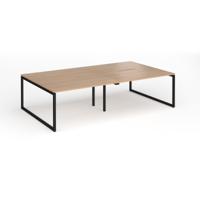 Connex Plus O Frame 2800 x 1600 x 725mm Back to Back Desk (4 x 1400mm) - Black Frame / Beech Top