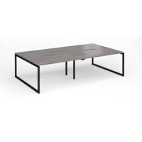Connex Plus O Frame 2800 x 1600 x 725mm Back to Back Desk (4 x 1400mm) - Black Frame / Grey Oak Top