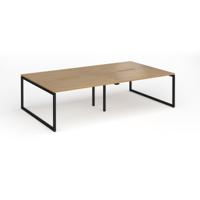 Connex Plus O Frame 2800 x 1600 x 725mm Back to Back Desk (4 x 1400mm) - Black Frame / Oak Top