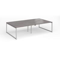 Connex Plus O Frame 2800 x 1600 x 725mm Back to Back Desk (4 x 1400mm) - Silver Frame / Grey Oak Top