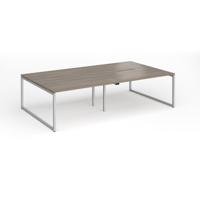 Connex Plus O Frame 2800 x 1600 x 725mm Back to Back Desk (4 x 1400mm) - Silver Frame / Nebraska Oak Top