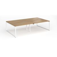 Connex Plus O Frame 2800 x 1600 x 725mm Back to Back Desk (4 x 1400mm) - White Frame / Oak Top