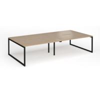Connex Plus O Frame 3200 x 1600 x 725mm Back to Back Desk (4 x 1600mm) - Black Frame / Kendal Oak Top