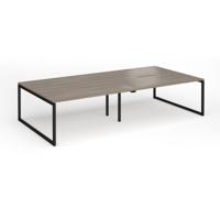 Connex Plus O Frame 3200 x 1600 x 725mm Back to Back Desk (4 x 1600mm) - Black Frame / Nebraska Oak Top