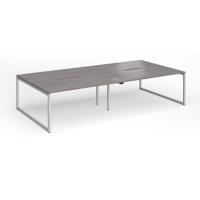 Connex Plus O Frame 3200 x 1600 x 725mm Back to Back Desk (4 x 1600mm) - Silver Frame / Grey Oak Top