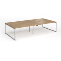 Connex Plus O Frame 3200 x 1600 x 725mm Back to Back Desk (4 x 1600mm) - Silver Frame / Oak Top