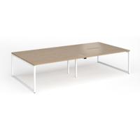 Connex Plus O Frame 3200 x 1600 x 725mm Back to Back Desk (4 x 1600mm) - White Frame / Kendal Oak Top